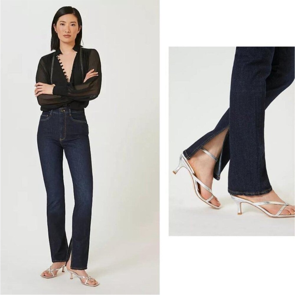 Pilcro for Anthro split leg straight dark rinse jeans